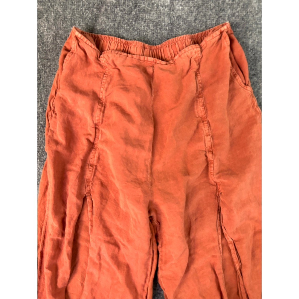 YFB Women's Rust Wide Leg Cropped Pants Elastic Waist Boho Medium - Picture 9 of 16